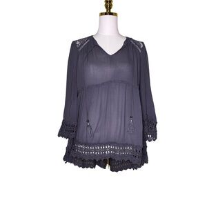 Gray Bohemian Flowy Top